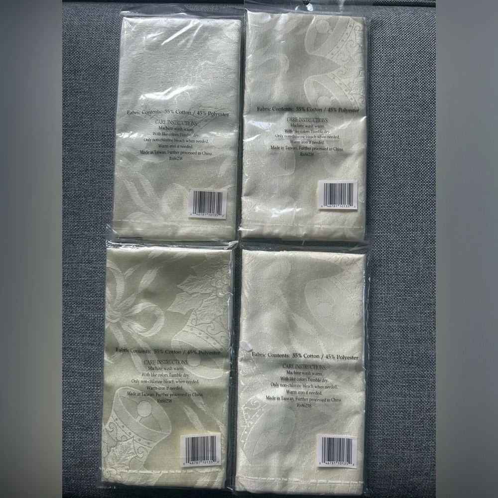 Vintage Ames Damask Christmas Bells Napkins Set of 8